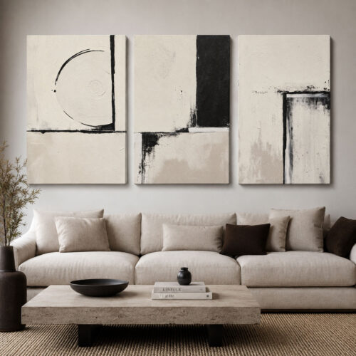 Minimal Denge Kanvas Duvar Tablosu - 3'lü Canvas Tablo Seti - VOOV4274