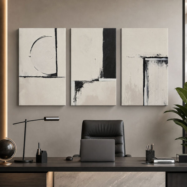 Minimal Denge Kanvas Duvar Tablosu - 3'lü Canvas Tablo Seti - VOOV4274