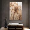 Bej Gold Modern Soyut Çiçek Kanvas Tablo - VOOV2600