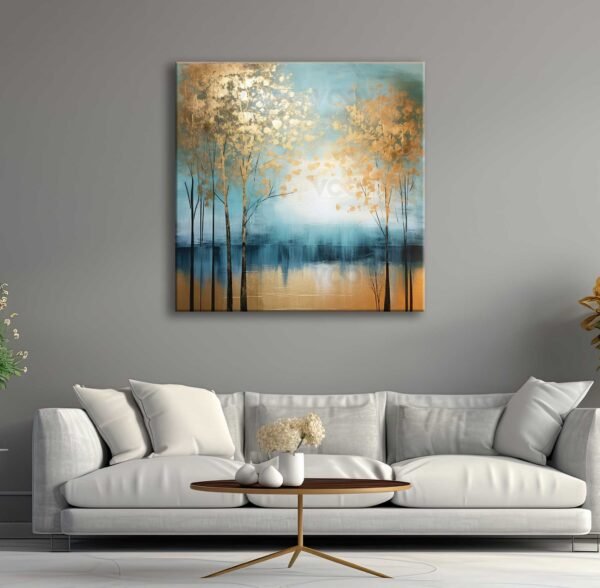 Dekoratif Soyut Ağaçlar Dekoratif Kanvas Tablo - EC1004