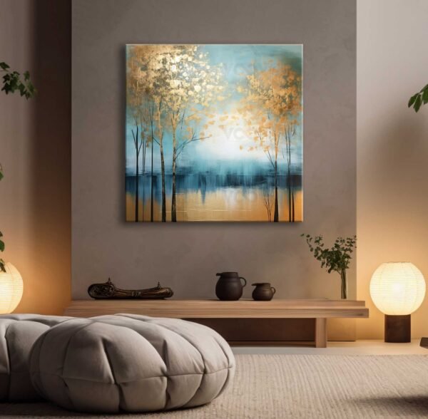 Dekoratif Soyut Ağaçlar Dekoratif Kanvas Tablo - EC1004