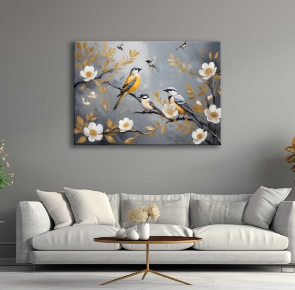 Dekoratif Kuşlar Kanvas Tablo - EC1011