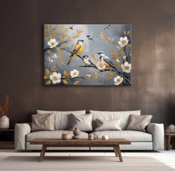 Dekoratif Kuşlar Kanvas Tablo - EC1011