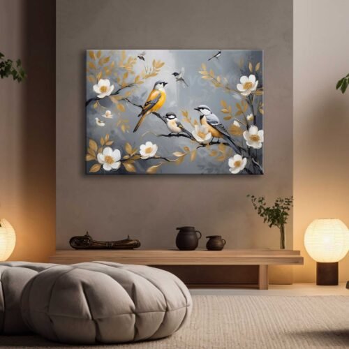 Dekoratif Kuşlar Kanvas Tablo - EC1011