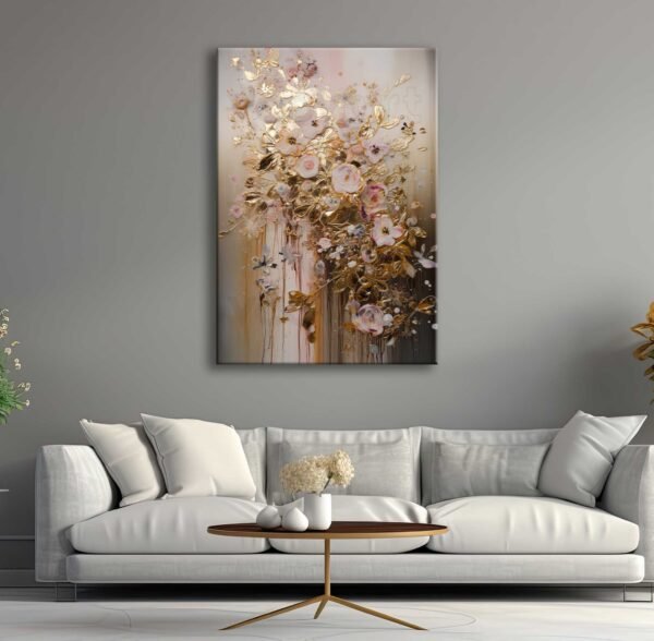 Dekoratif Soyut Çiçekler Kanvas Tablo - EC1014