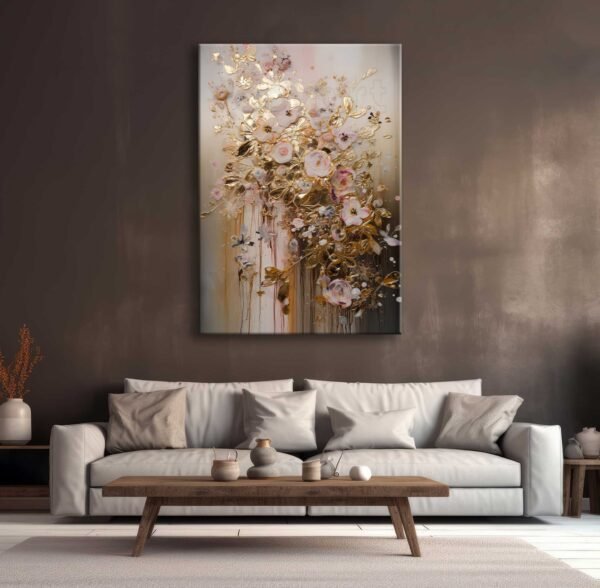 Dekoratif Soyut Çiçekler Kanvas Tablo - EC1014