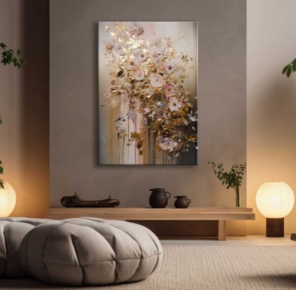 Dekoratif Soyut Çiçekler Kanvas Tablo - EC1014