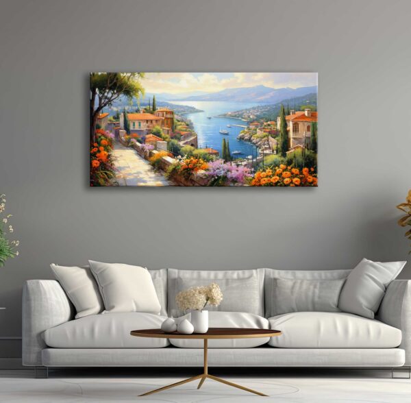 Sahil Kasabası Manzarası Dekoratif Kanvas Tablo - EC1024
