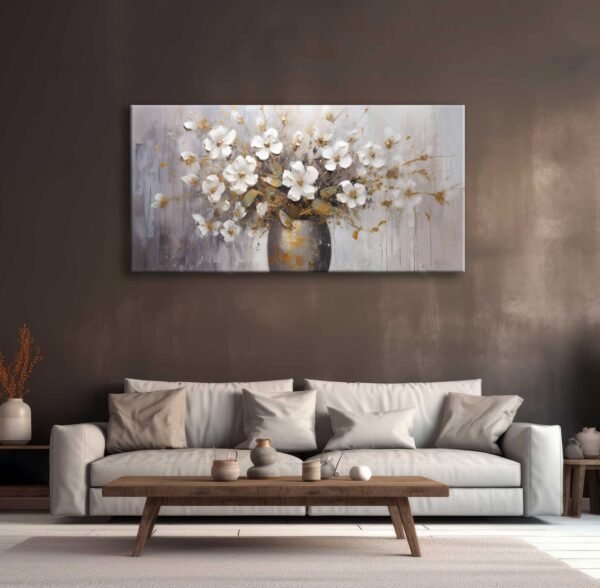 Saksıda Çiçekler Dekoratif Kanvas Tablo - EC1025