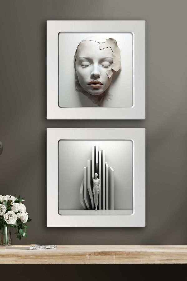 Kompakt Çerçeveli Dekoratif Tablo Seti ( 30x30cm 2 Adet ) - EW1090