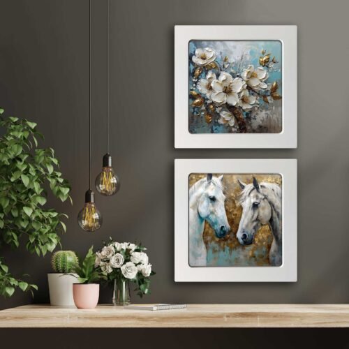 ew1096.jpg Kompakt Çerçeveli Dekoratif Tablo Seti ( 30x30cm 2 Adet ) - EW1096