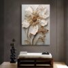 Modern Gold Detaylı Beyaz Soyut Çiçek Kanvas Tablo - VOOV2594