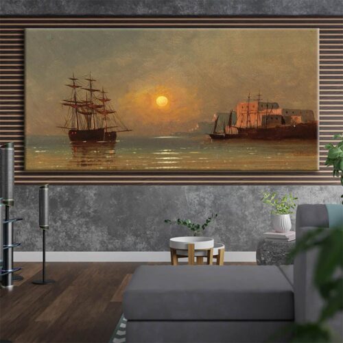Ivan Konstantinovich Aivazovsky - Denizde Gün Batımı Manzarası 1889 Kanvas Tablo - VOOV1774