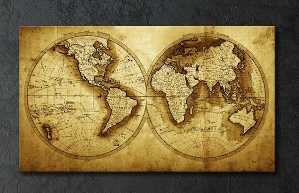 Dekoratif Historical Dünya Haritası Kanvas Tablo - HRT106