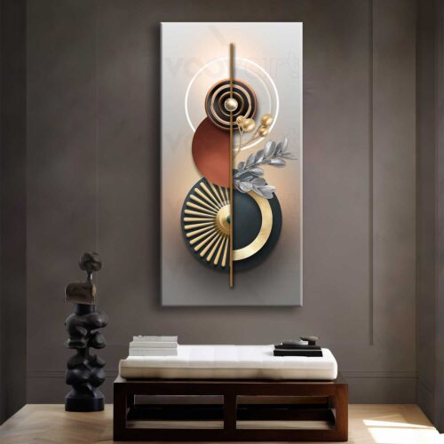 Modern Gold Geometrik Soyut Kanvas Tablo - VOOV2353