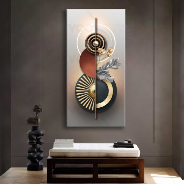 Modern Gold Geometrik Soyut Kanvas Tablo - VOOV2353