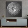 Modern Lüks Gümüş Geometrik Soyut Dekoratif Kanvas Tablo - VOOV2281