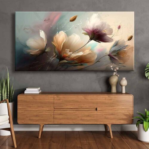 Modern Soyut Pastel Çiçekler Kanvas Tablo - VOOV2436