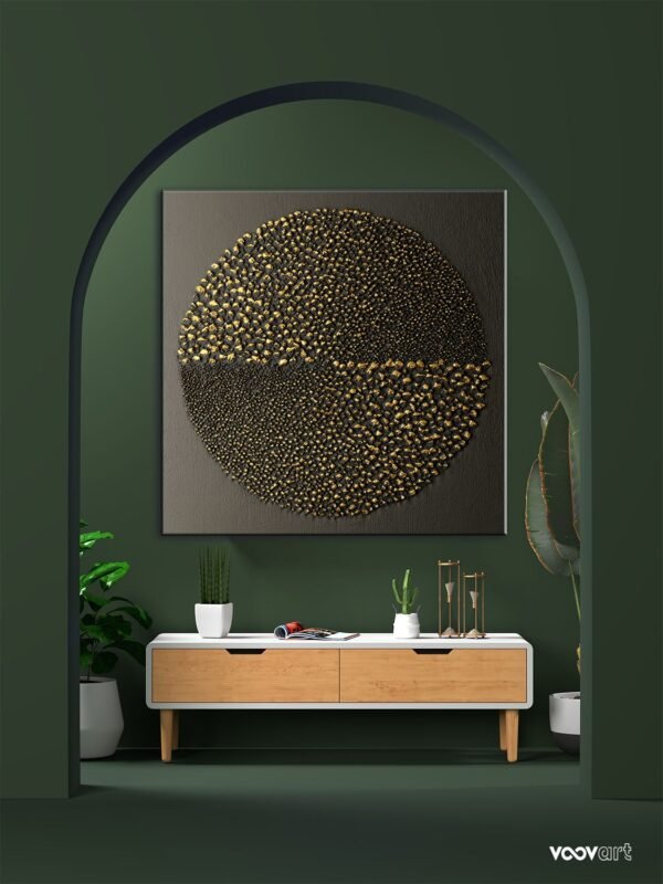 Gold Black Soyut Doku Dekoratif Kanvas Tablo - VOOV1023