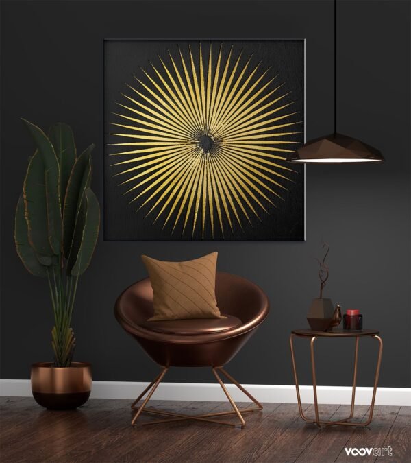 Gold Black Art Soyut Dekoratif Kanvas Tablo - VOOV1026