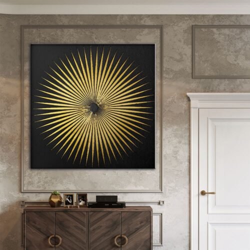 Gold Black Art Soyut Dekoratif Kanvas Tablo - VOOV1026