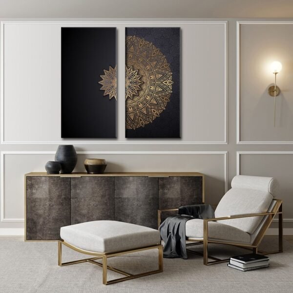 Mandala Motif Dekoratif 2'li Set Kanvas Tablo - VOOV1129