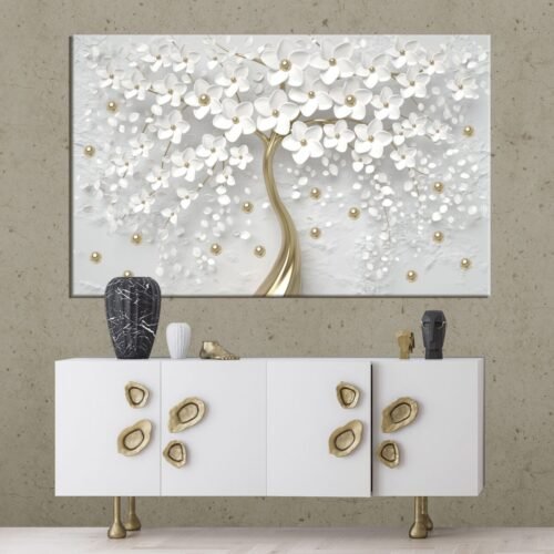 Dekoratif Beyaz Gelincik Kanvas Tablo - VOOV1151