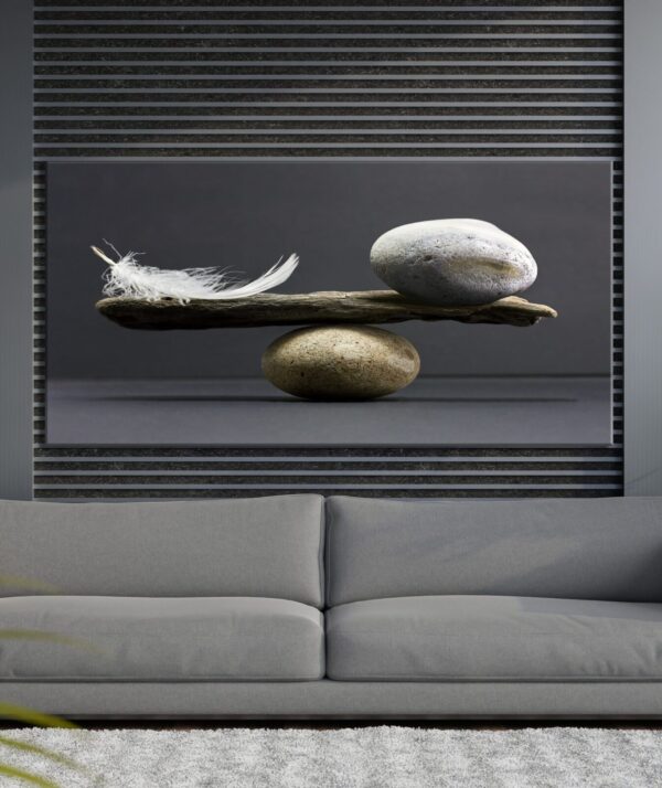 Taş ve Tüy Denge Dekoratif Kanvas Tablo - VOOV1314