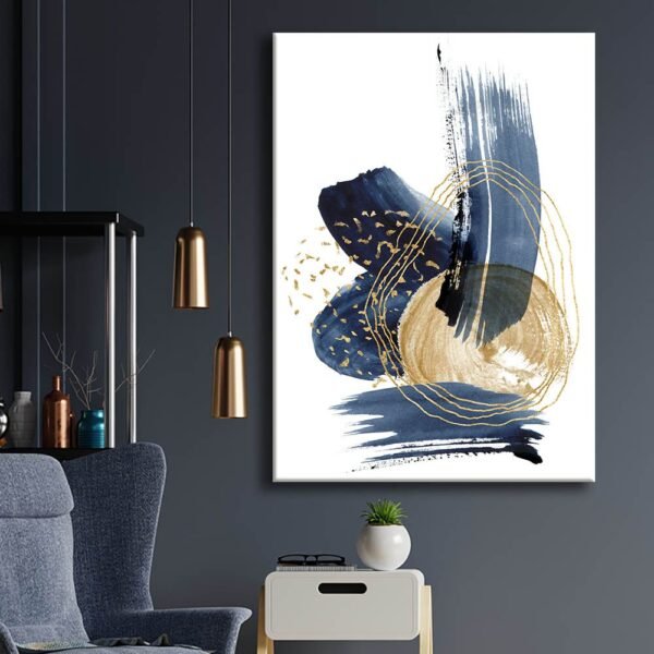 Gold Detaylı Modern Soyut Dekoratif Kanvas Tablo - VOOV1404