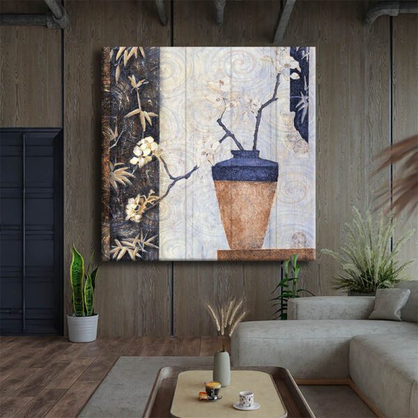 Nostalji Saksı ve Çiçekler Dekoratif Kanvas Tablo - VOOV1635