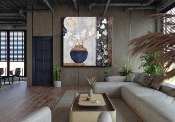 Nostalji Saksı ve Çiçekler Dekoratif Kanvas Tablo - VOOV1636