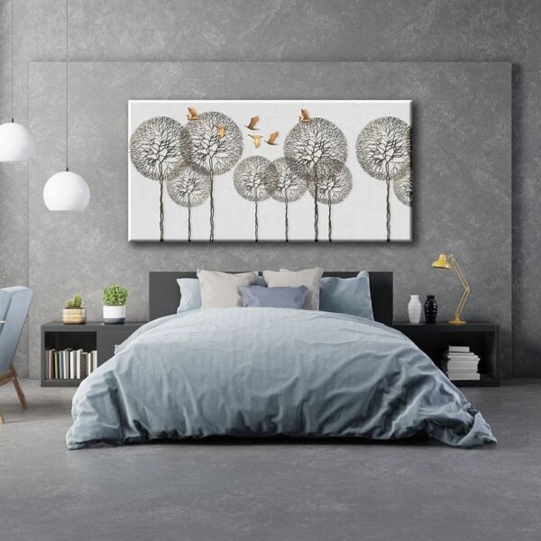 Modern Art Ağaçlar ve Kuşlar Dekoratif Kanvas Tablo - VOOV1724