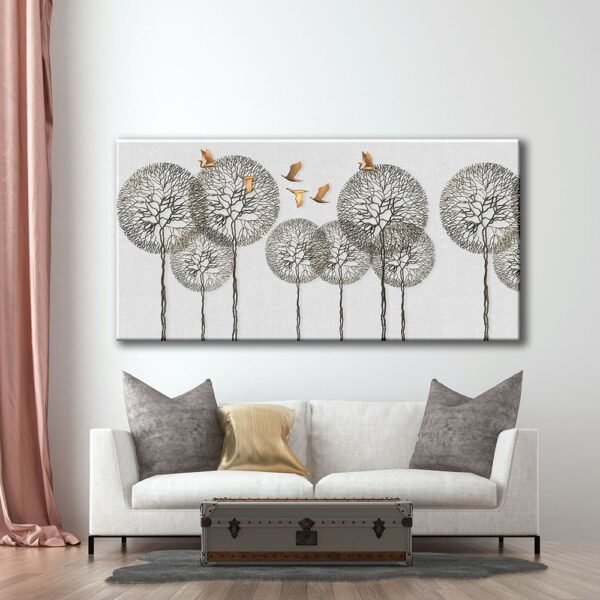 Modern Art Ağaçlar ve Kuşlar Dekoratif Kanvas Tablo - VOOV1724