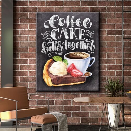 Kahve ve Kek Posteri Dekoratif Kanvas Tablo - VOOV1726