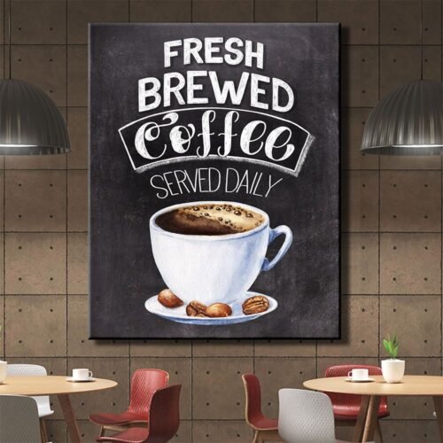 Kahve ve Kahve Çekirdekleri Posteri Dekoratif Kanvas Tablo - VOOV1727