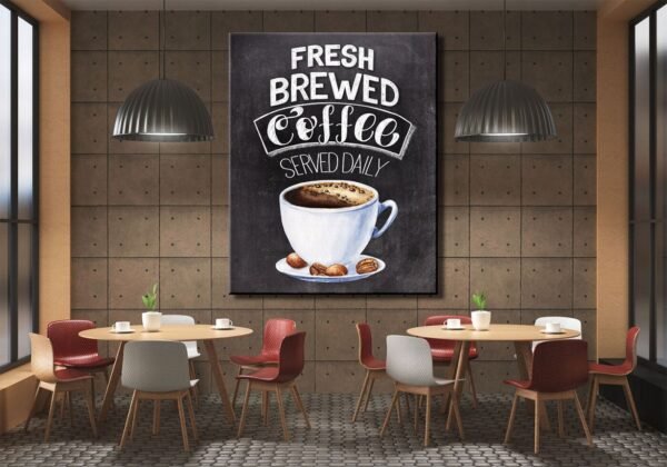 Kahve ve Kahve Çekirdekleri Posteri Dekoratif Kanvas Tablo - VOOV1727