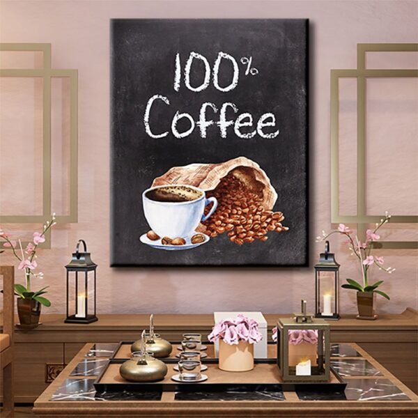 Kahve ve Kahve Çekirdekleri Posteri Dekoratif Kanvas Tablo - VOOV1741