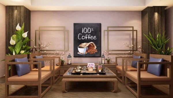 Kahve ve Kahve Çekirdekleri Posteri Dekoratif Kanvas Tablo - VOOV1741