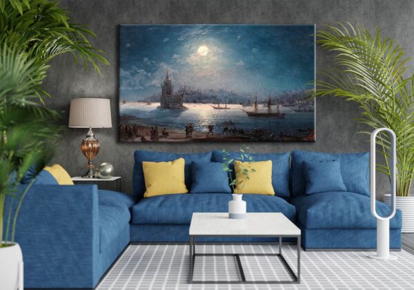 Ivan Konstantinovich Aivazovsky - Ay Işığında Ayasofya ve Kız Kulesi Manzarası Kanvas Tablo - VOOV1792