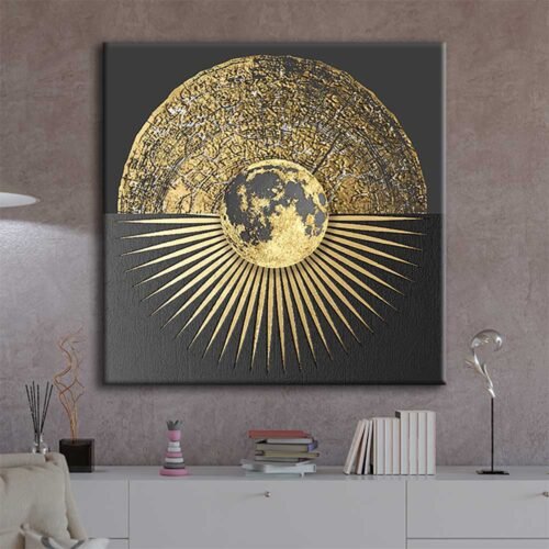 Modern Lüks Altın Geometrik Soyut Dekoratif Kanvas Tablo - VOOV1927