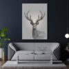 Duman Grisi Zeminde Dekoratif Geyik Kanvas Tablo - VOOV1976