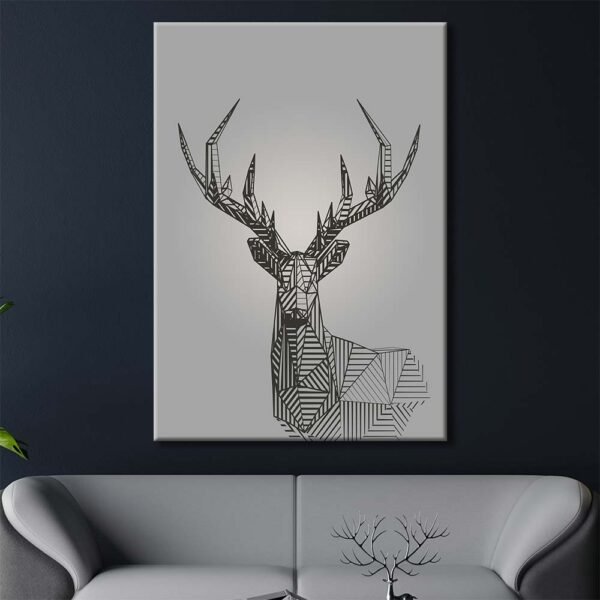 Duman Grisi Zeminde Dekoratif Geyik Kanvas Tablo - VOOV1976