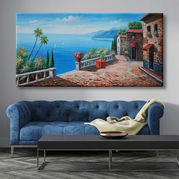 Sahil Kasabası Manzarası Dekoratif Kanvas Tablo - VOOV2004