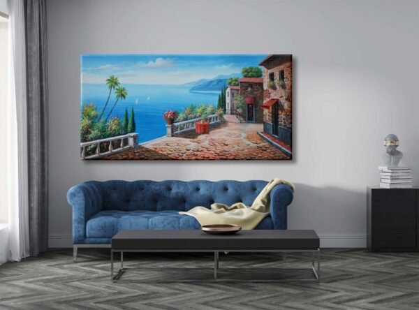 Sahil Kasabası Manzarası Dekoratif Kanvas Tablo - VOOV2004