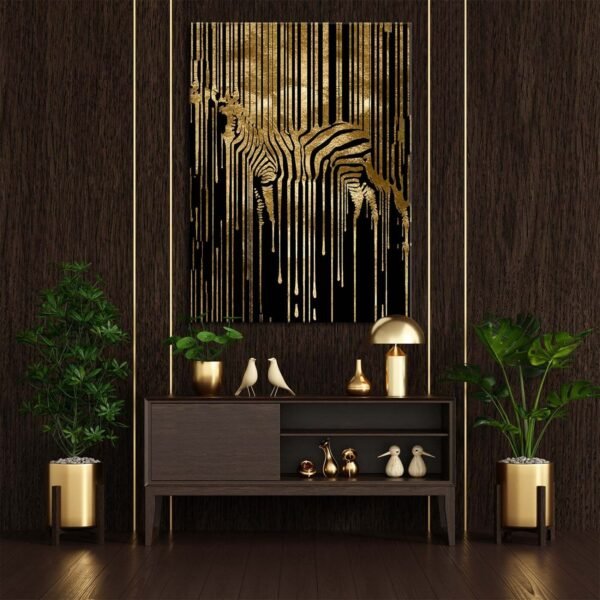 Altın Zebra Dekoratif Kanvas Tablo - VOOV2011