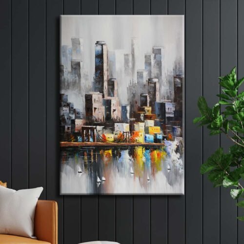 Metropol Manzara Soyut Dekoratif Kanvas Tablo - VOOV2022