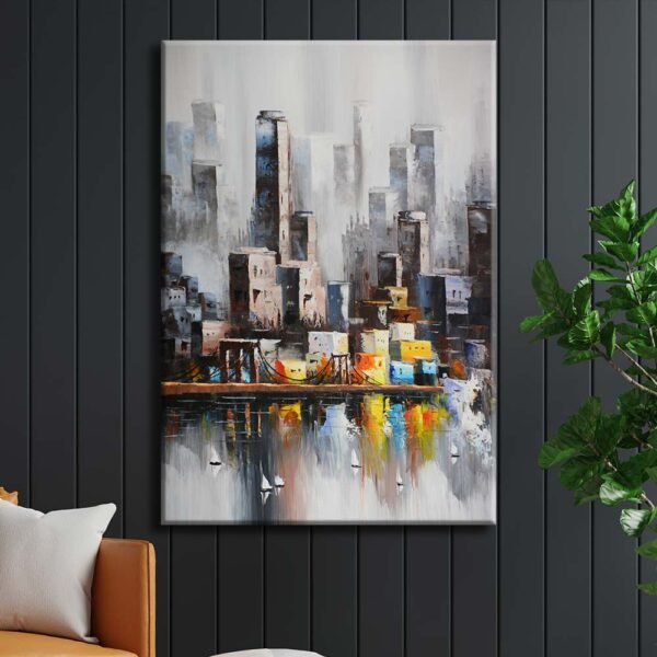 Metropol Manzara Soyut Dekoratif Kanvas Tablo - VOOV2022