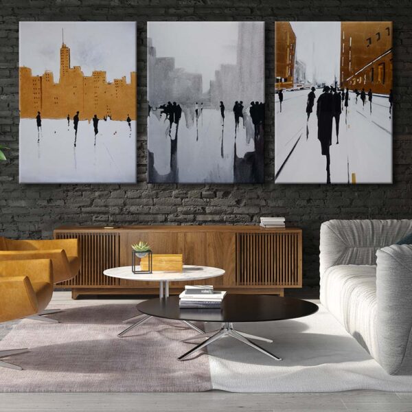 voov2024-1.jpg Modern Art Silüetler 3'lü Set Dekoratif Kanvas Tablo - VOOV2024