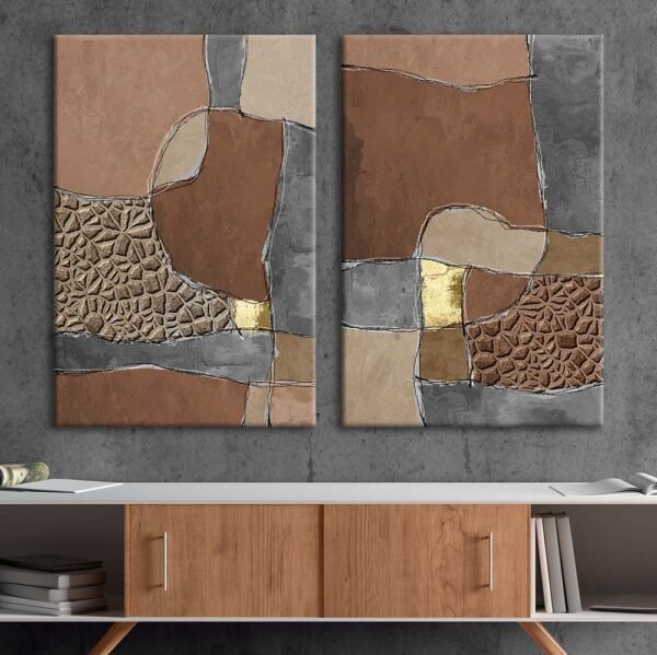 Abstract Art 2'li Set Dekoratif Kanvas Tablo - VOOV2095