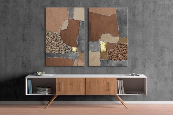 Abstract Art 2'li Set Dekoratif Kanvas Tablo - VOOV2095